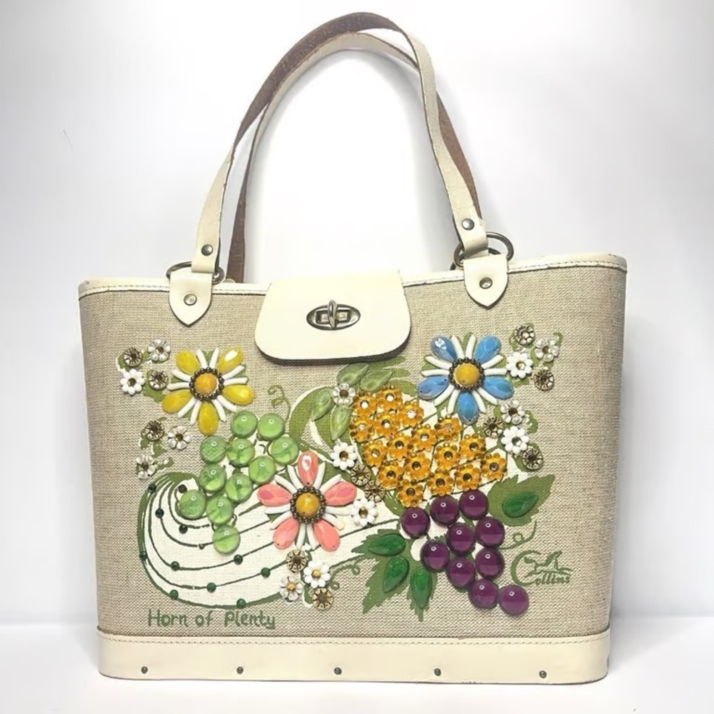 Elegant Floral Canvas Tote with Leather Accents
